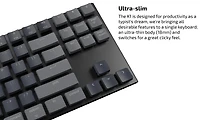 Keychron K1 V2 Wireless Low Profile Mechanical Keyboard - Black - White LED - Aluminum Frame - Gateron Blue - TKL Layout - Windows Mac OS Android (K1-L2)