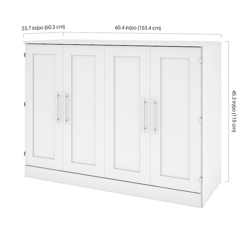 Bestar Pur Lit cabinet deux places (double) avec matelas - Gris Écorce