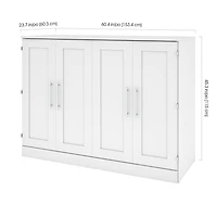 Bestar Pur Lit cabinet deux places (double) avec matelas - Gris Écorce