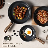 Carote Titanium Nonstick Pots and Pans Set, Carote Titanium Nonstick Pots and Pans Set, 15 Pieces Kitchen Induction Cookware Set with Silicone Tools and Pan Protector, Dishwasher Safe, Black