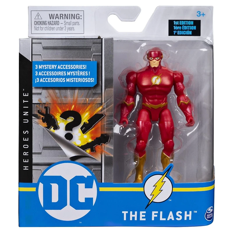 DC Comics, 4-Inch THE FLASH Action Figure with 3 Mystery Accessories, Adventure 1