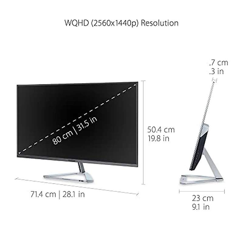 Viewsonic 32" Display, 2560 x 1440, Silver, VX3276-2K-MHD