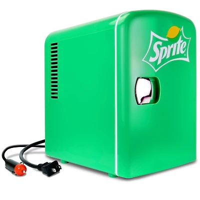 Coca-Cola Sprite Mini Frigo 6 canettes AC/DC, refroidisseur/chauffe-bouteille compact, rangement pour boissons à la maison et en voiture