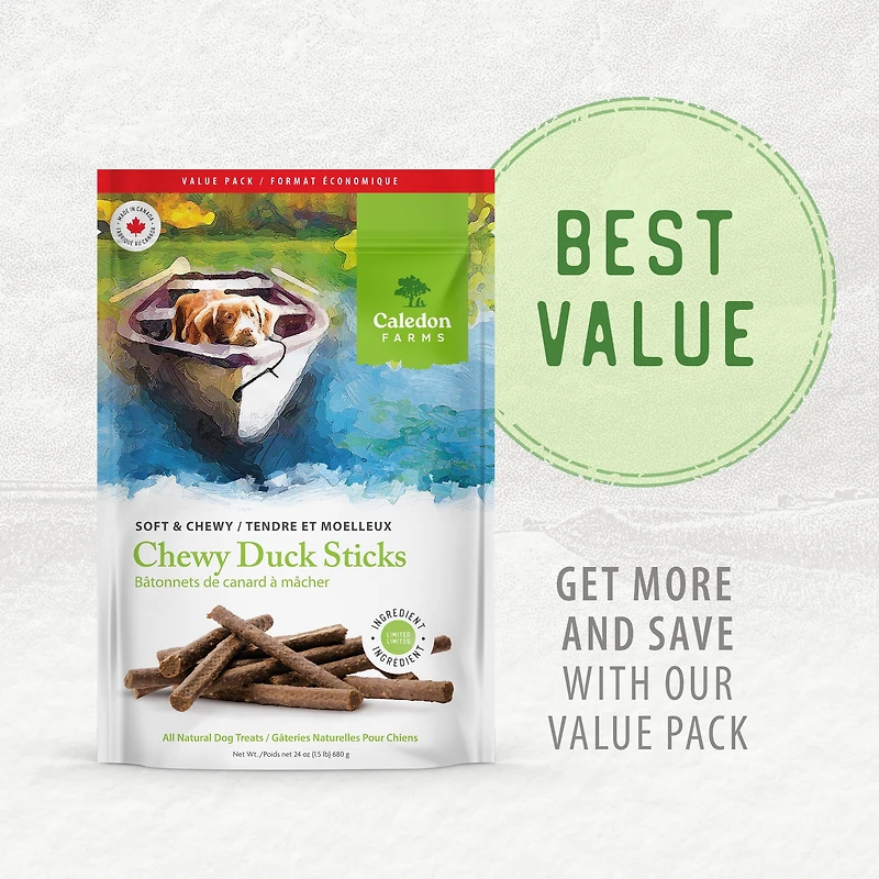 Caledon Farms all Natural Chewy Duck Sticks Value 680g