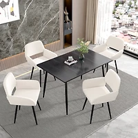 Homy Casa Set of 2 Dining Chairs, Upholstered Chairs with Armrests and Ergonomic Back, Beige Fabric