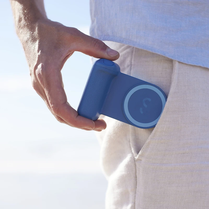 Poignée de batterie magnétique pour smartphone ShiftCam SnapGrip - Geai bleu