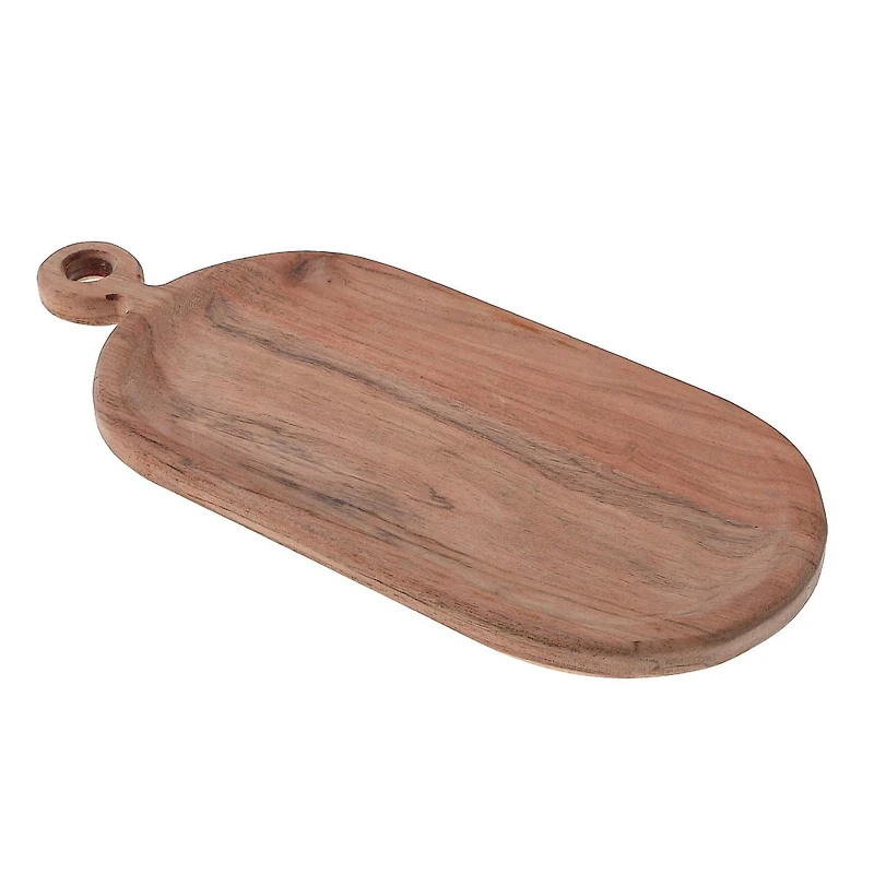 IH Casa Decor Acacia Wood Oval Serving Tray With Single Handle