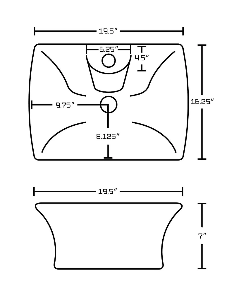 in. W Above Counter White Bathroom Vessel Sink Set For 1 Hole Center Faucet AI