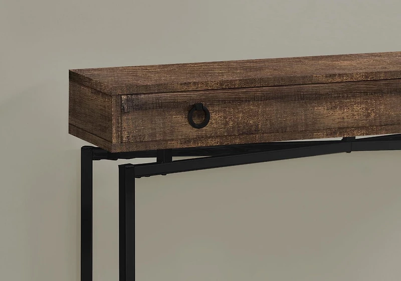 Monarch Specialties Table D'appoint, Console, Entrée, Étroit, Sofa, Tiroir De Rangement, Salon, Chambre À Coucher, Métal, Stratifié, Brun, Noir, Contemporain, Moderne