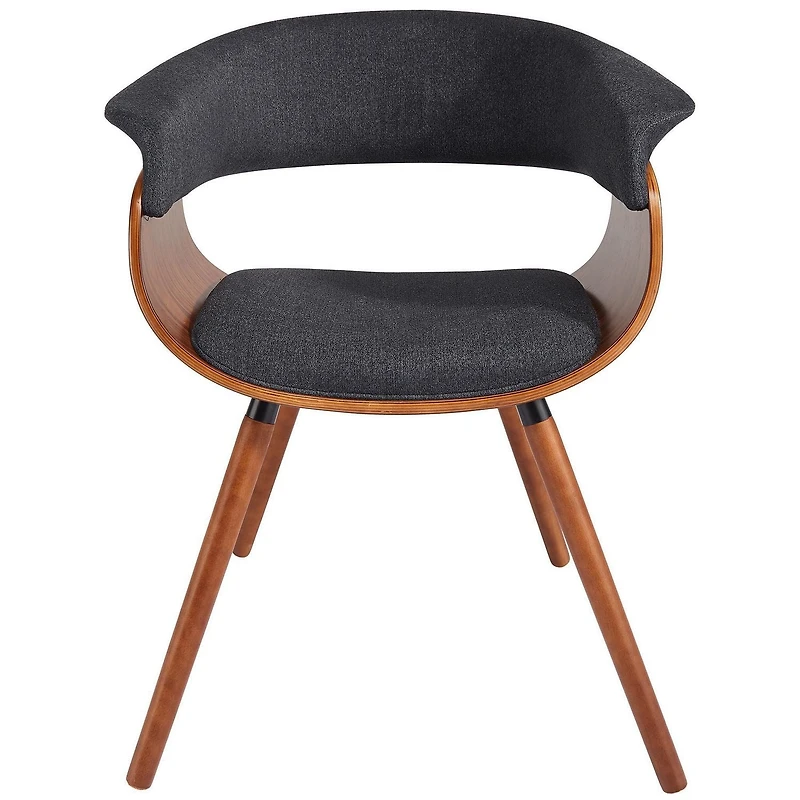 Chaise d'appoint style moderne de mi-siècle en tissu/bois cintre, Charbon