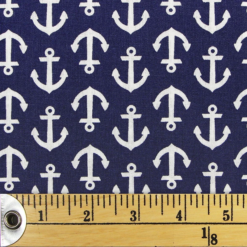 Fabric Creations Navy Blue with White Anchors Fat Quarter Pre-Cut Fabric - 18" x 21" / 45cm x 53cm, 18" x 21" / 45cm x 53cm