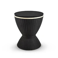HOMETRENDS Patio Side Table Cooler - Black, Hidden ice cooler