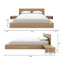 Ensemble de chambre à coucher Kanso 4 pièces avec lit queen size et plateforme basse
