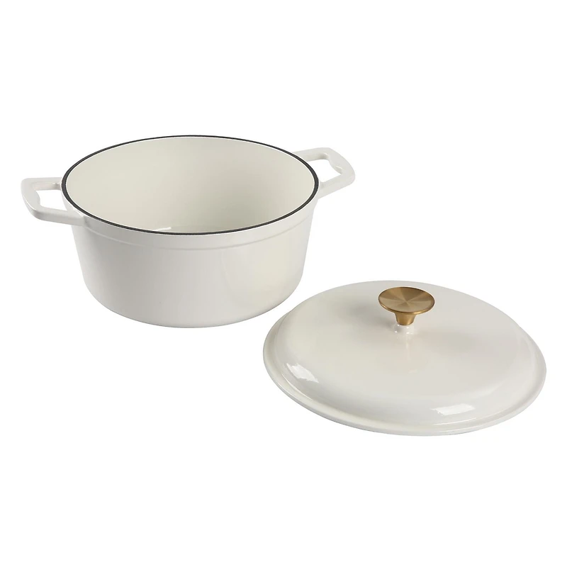 Mainstays 4.75 Quart Round Enameled Cast Iron Dutch Oven with Lid, White, Hand Wash Only