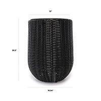 Rolland Large Rattan Planter Black, 20.5"