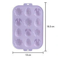 Way to Celebrate Chocolate Mould, Bunnies, Flowers and Easter Egg, Purple