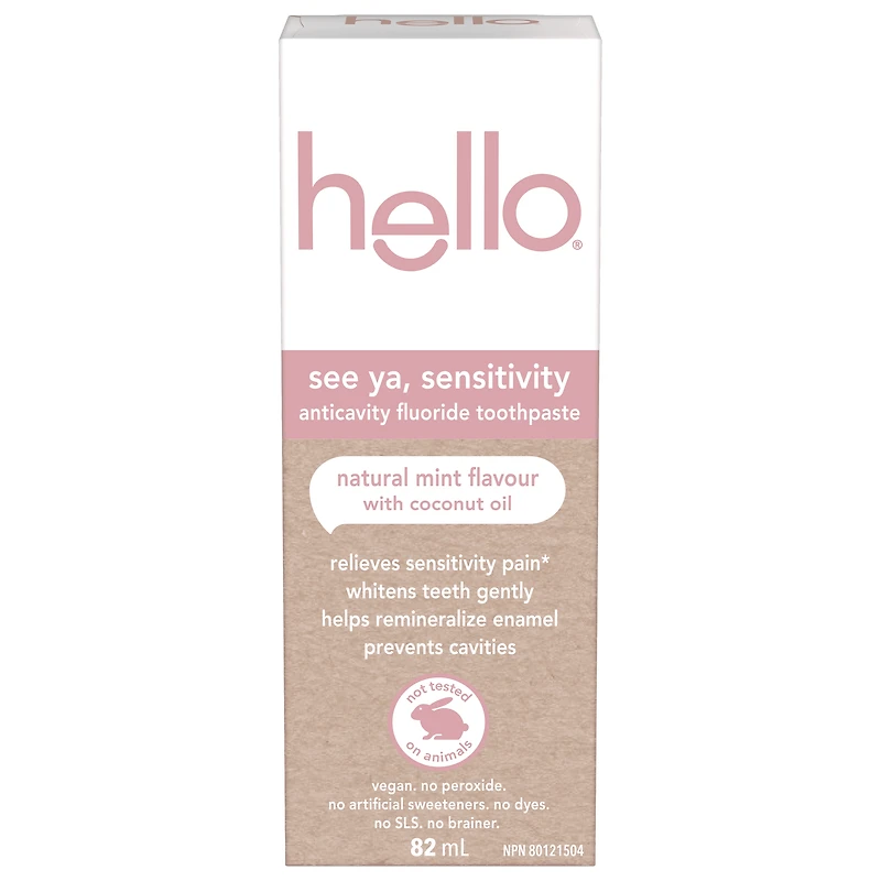 Dentifrice hello Adieu la sensibilité, Menthe naturelle, tube de 82 ml