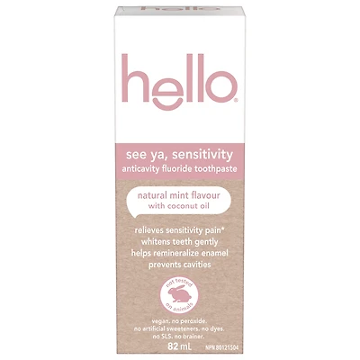 Dentifrice hello Adieu la sensibilité, Menthe naturelle, tube de 82 ml