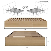 Lit rangement 3 tiroirs Nordik de Nexera, fini Érable naturel