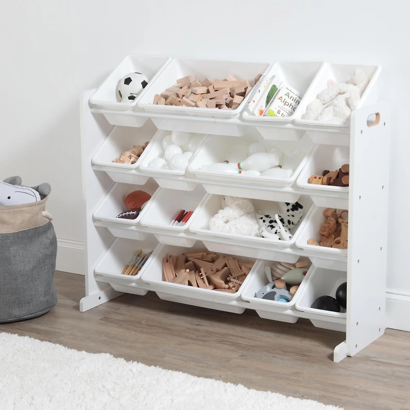 Humble Crew Tot Tutors SuperSized Toy Storage Organizer with 16 Storage Bins, Grey