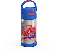 Thermos Kids Vacuum Insulated Funtainer Water Bottle with Flip Up Straw, 355ml, Spiderman, 12 Oz/354 ml, BPA free