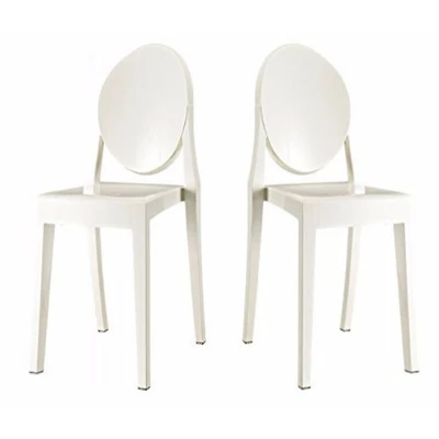 Chaise de côté fantôme Nicer Furniture en blanc