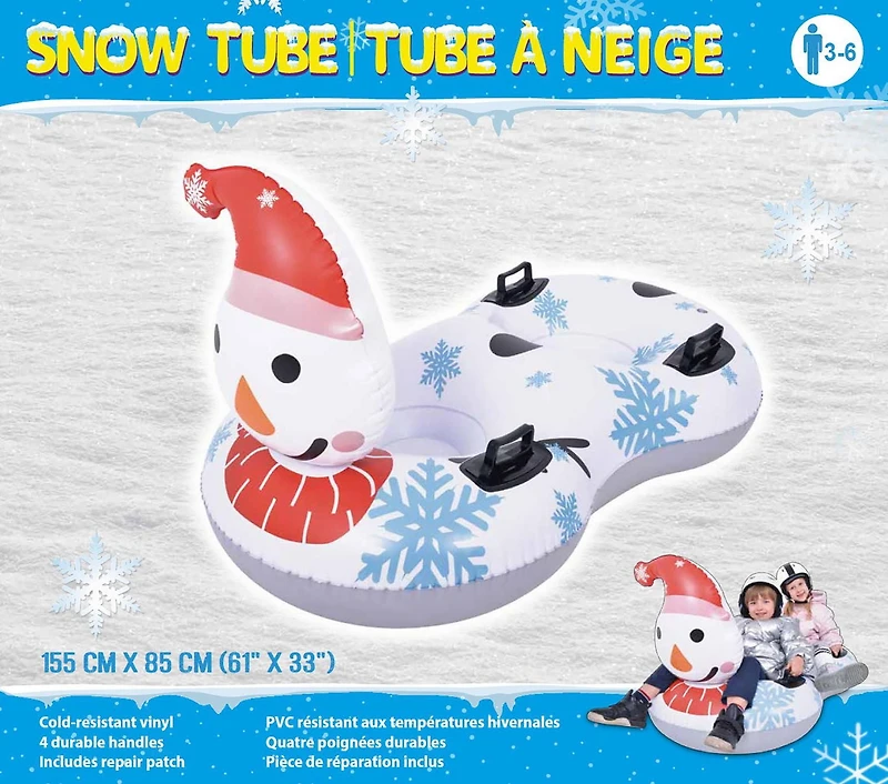 Pathfinder tube à neige gonflable unisexe en forme de bonhomme de neige à  deux personnes pour les âges 3 ans +