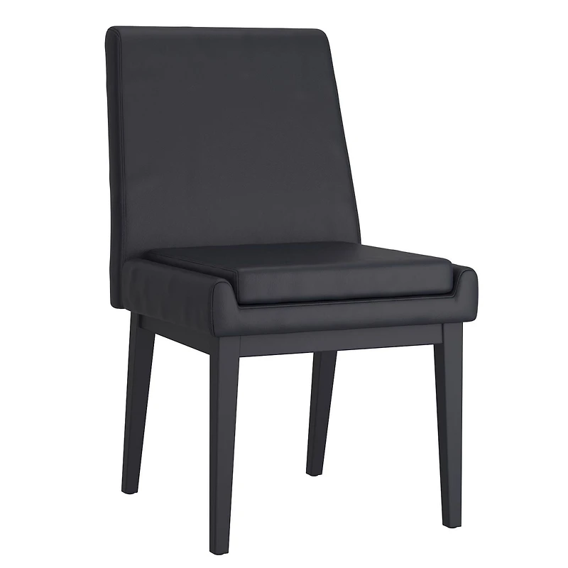 Chaise contemporaine de salle à manger en similicuir et en métal, ensemble de 2 – noir