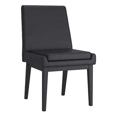 Chaise contemporaine de salle à manger en similicuir et en métal, ensemble de 2 – noir