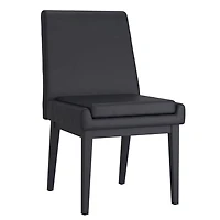 Chaise contemporaine de salle à manger en similicuir et en métal, ensemble de 2 – noir