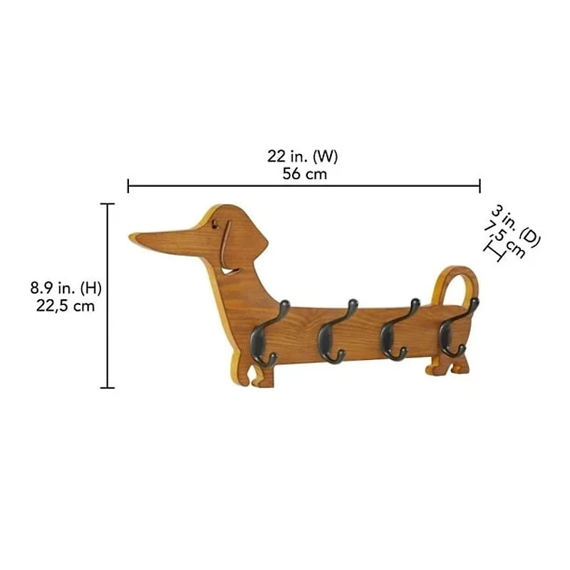Crochet mural pour animaux chien bois naturel sans marque