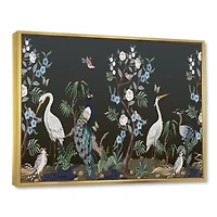 Designart Chinoiserie Aux Oiseaux Et Pivoines IV ART MURAL À CADRE FLOTT