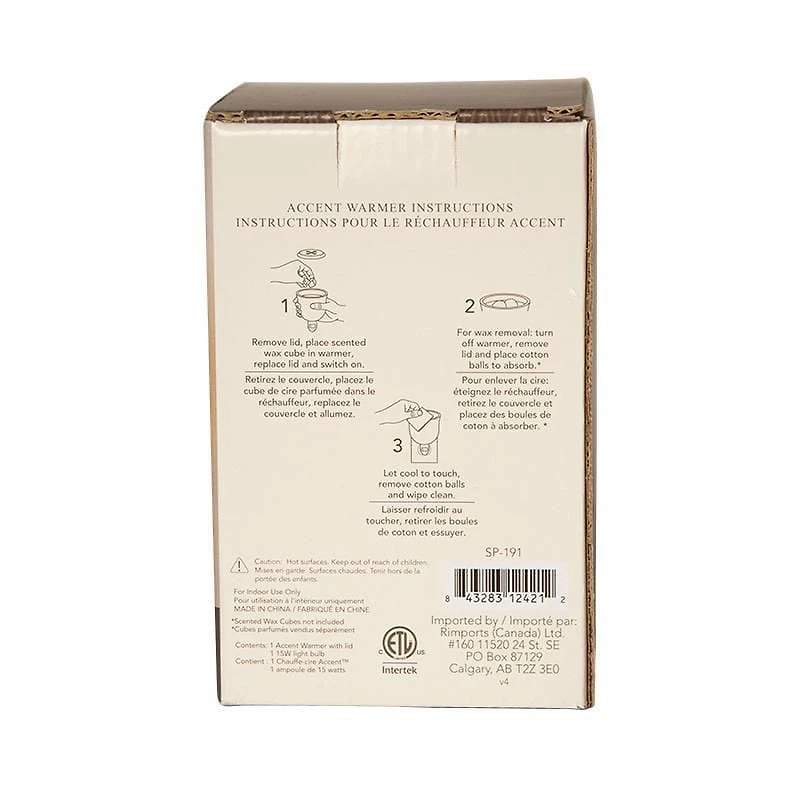 Réchauffeur de cire Accent de ScentSationals - Birch Réchauffeur - ampoule de 15w