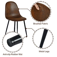Homy Casa Set of 4 Upholstered Accent Chairs with Metal Frame for Living Room Lounge Use, Brown Faux Suede