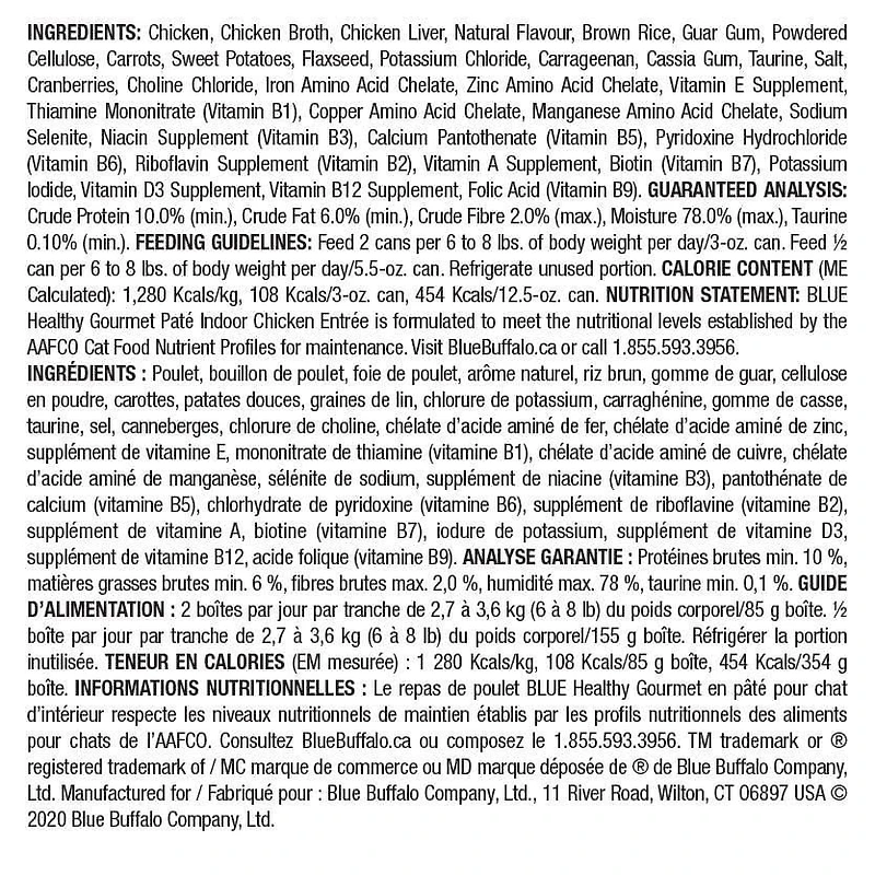 BLUE Healthy Gourmet Paté Indoor Chicken Entrée Wet Cat Food