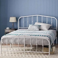 Zinus Heidi Metal Platform Bed Frame with Headboard, White