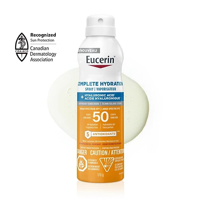 Écran solaire en vaporisateur pour le corps Eucerin Sun Hydratation complète avec FPS 50, 170 g | Écran solaire en vaporisateur avec acide hyaluronique et 5 antioxydants Plus qu'une protection solaire