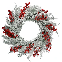 Holiday Time 20IN Frosted Pine With Red Berries Wreath