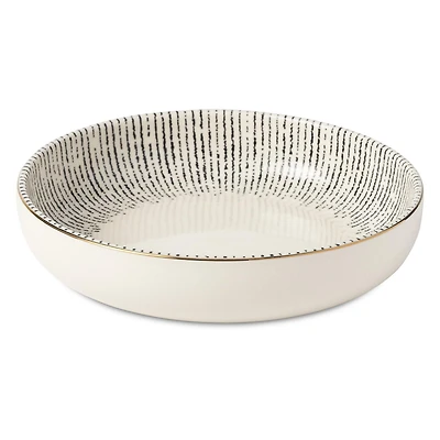 Thyme & Table Stoneware Round Low Bowl, Riley Collection, Dinnerware