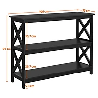 FullFurnique Entryway Table with X-shape Reinforcement Structures, Black