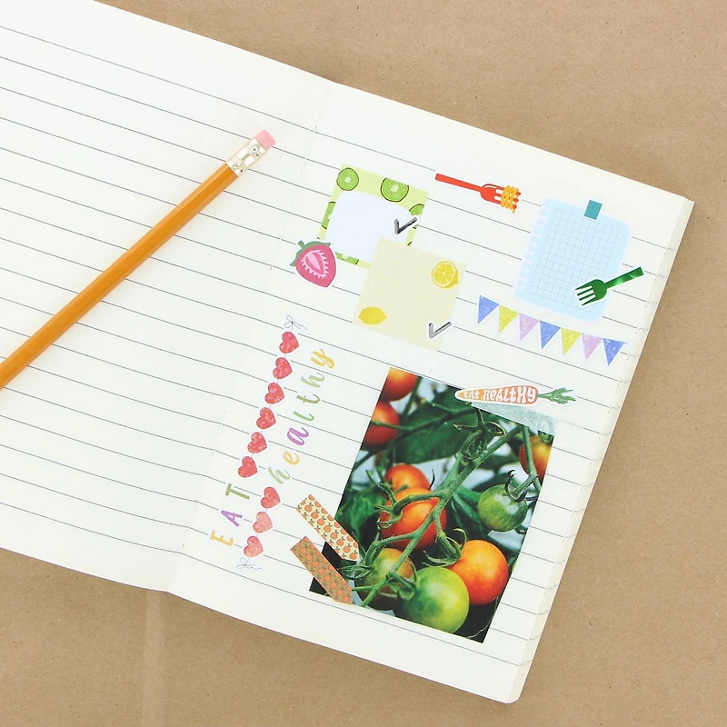 CRAFTY & CO. Livre d'autocollants alimentaires, 1 454 pièces, mignon, amusant, pour enfants et adolescents FOOD STICKERBOOK