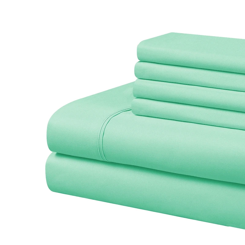 Ensemble de draps de luxe Swift Home 4 pièces avec taie d'oreiller additionnelle, Twin, Vert mousse