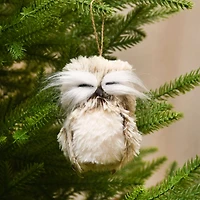 Holiday Time Christmas Warm Wishes Faux Fur Owl Ornament, Brown, 1 Count, Measures 4" in height