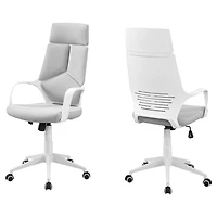 Monarch Specialties Chaise De Bureau, Hauteur Ajustable, Pivotant, Ergonomique, Appuis-bras, Bureau, Travail, Métal, En Tissu, Blanc, Gris, Contemporain, Moderne