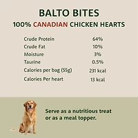 Friandises pour chiens Balto Bites aux cœurs de poulet lyophilisés