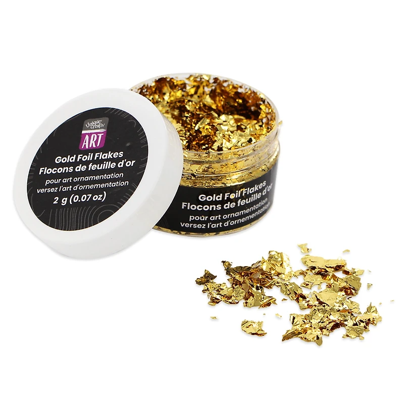 UNIQUE CREATIV ART Gold Foil Flakes — 2 g (0.07 oz), Craft & Fluid‑Art Accents