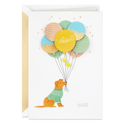 Hallmark Signature Thank-You Card, Administrative Professionals Day Card, Nurses Day Card, Teacher Appreciation Card (Dog with Balloons)