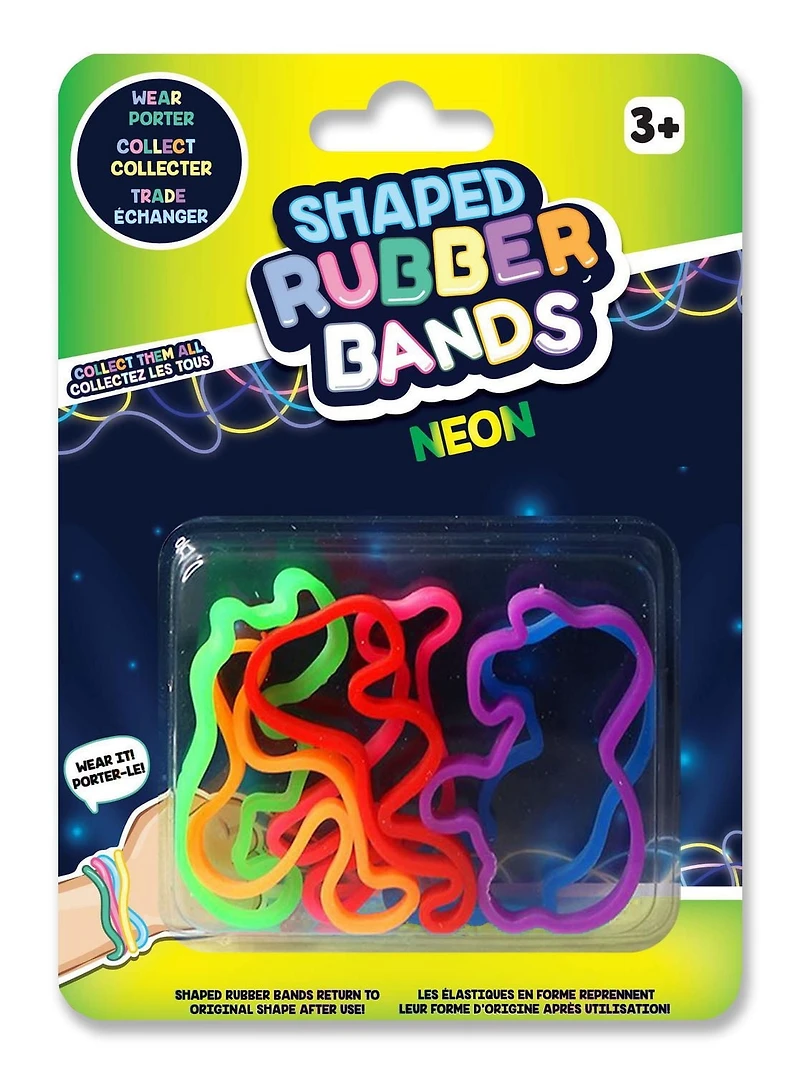 Shaped Rubber Bands 6 pk - Animaux Néon