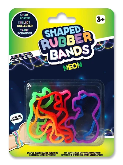 Shaped Rubber Bands 6 pk - Animaux Néon
