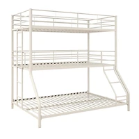 DHP Everleigh Triple Metal Bunk Bed, Twin/Twin/Full, Off White